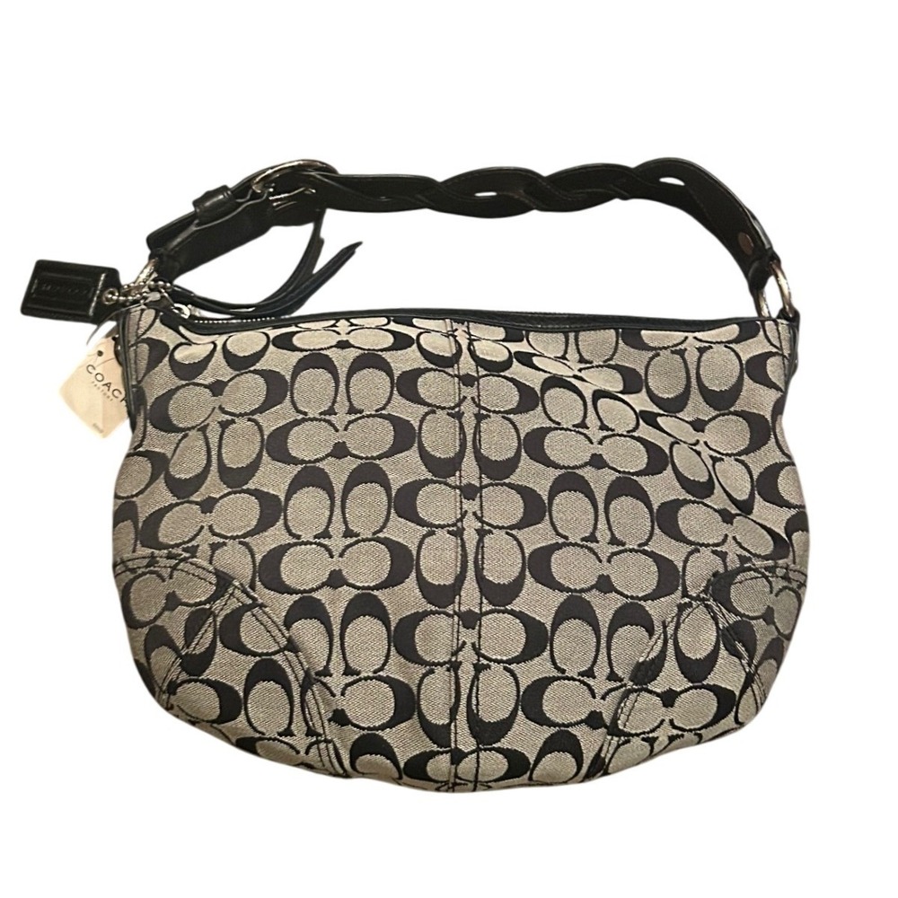 Coach Soho Signature Hobo Black Grey New Monogram Canvas F11858 Classic Y2K